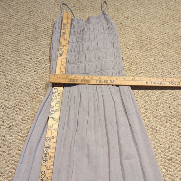 Z Supply Jazmin Maxi Dress Gray Smocked Bodice Flowy Boho Strappy - Picture 3 of 10